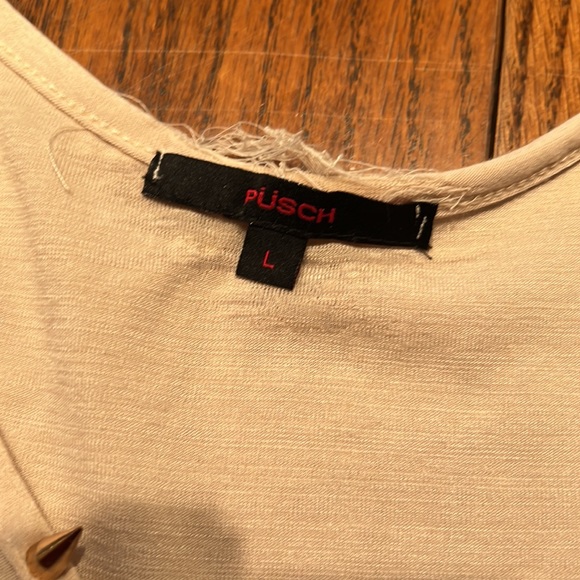 Pusch Beige Distressed Tank With Gold Spikes Around Neck Size L - Picture 8 of 8